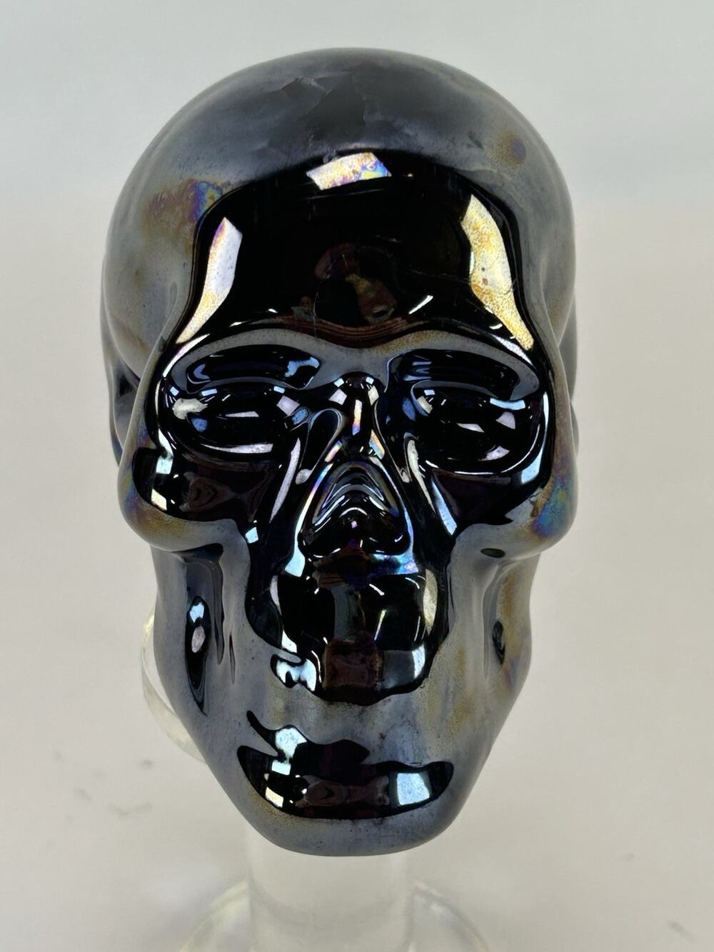 Black Metallic Skeleton Skull - Ceramic Decoration